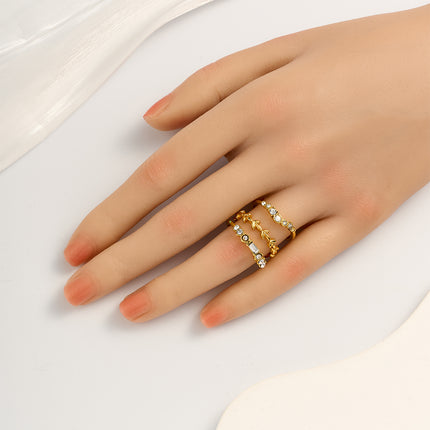 Juego De Anillos Con Diseño Elegante Y Moderno De Aleación Chapado En Oro 14K