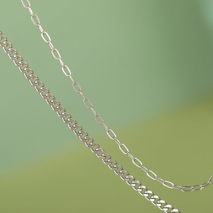Collar De Cadena De Doble Capa Personalizada De Moda De Acero Inxidable Con Rótulo Largo