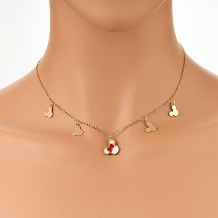 Collar Con Colgante De Cabeza De Minnie y De Mickey, Estilo Adorable