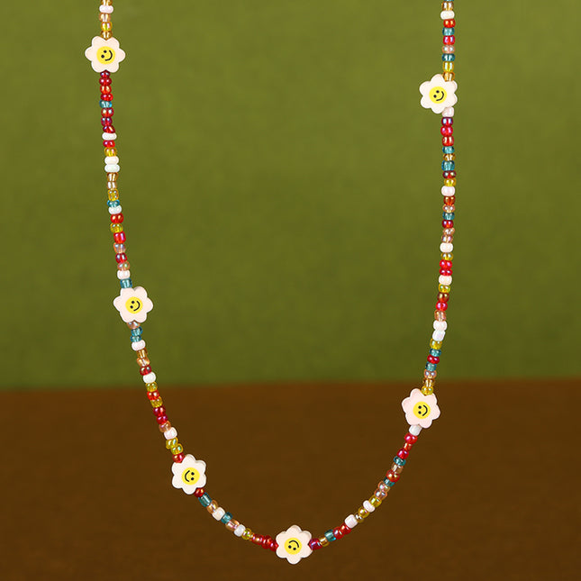 Collar De Cuentas De Colores Con Accesorios Flores De Estilo Bohemio De Moda