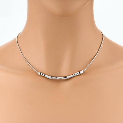 Collar De Acero Inoxidable De Cadena Sencilla De Serpiente De Tubo Curvo Irregular