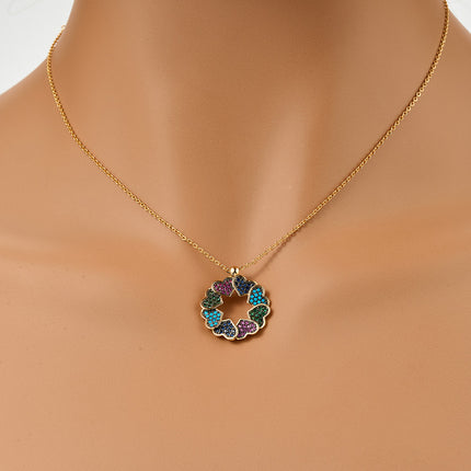 Collar De Cobre 18K Con Dije De Corazones De Colores, Romántico y Moderno
