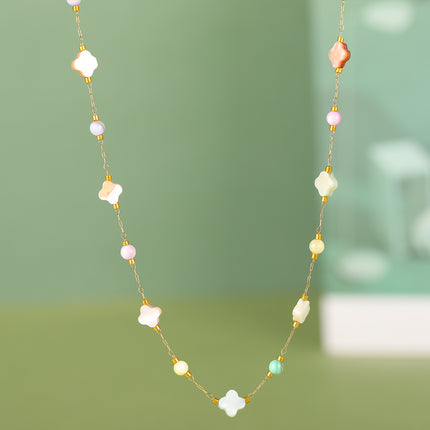 Collar Colorido De Acero Inoxidable Con Estrellas O Corazones O Flores De Concha De Estilo Étnico