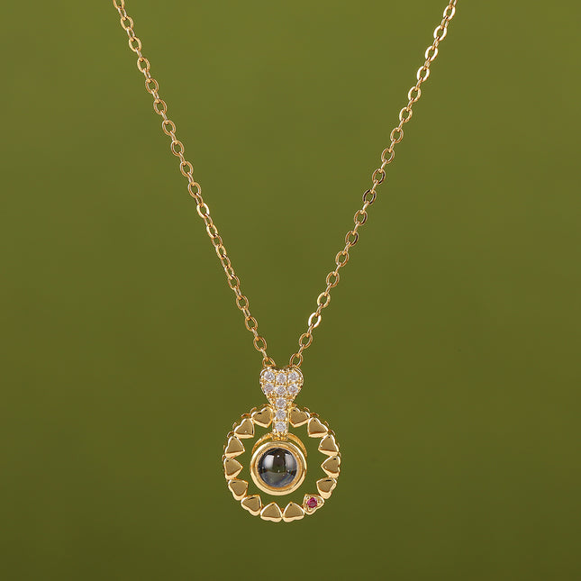 Collar Con Colgante De Anillo De Piedra Sencillo De Acero Inoxidable De Colores De Lujo Moda