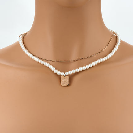 Collar De Cuentas Pequeñas De Perlas De Doble Capa De Lujo Leve De Moda