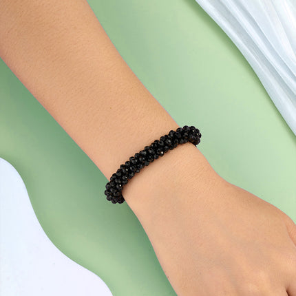 Pulsera De Cuentas De Cristal Negro, Estilo Atemporal Y Versátil