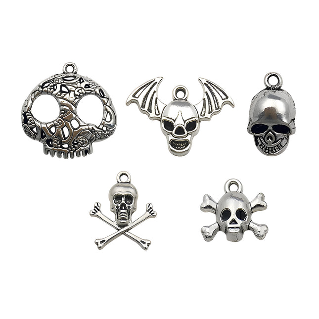 5pcs Kit Colgantes de Aleación Serie de Calaveras en Estilos Únicos