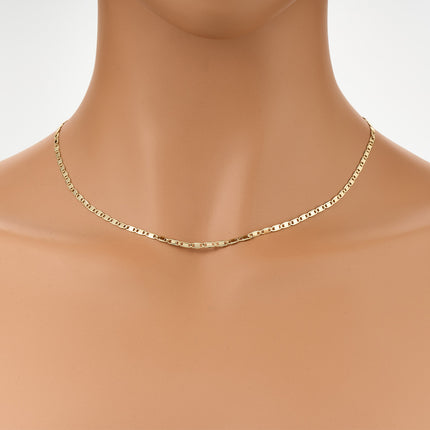 Collar De Cadena Diseño De Placas Planas y Segmentos,Cobre Chapado Oro 14K