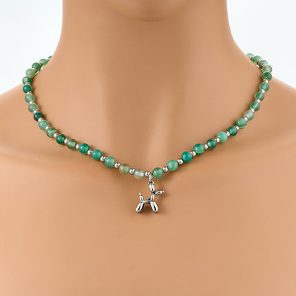 Collar Retro De Cuentas De Vidrio Verde De Lujo Leve Con Bolas De Moda Con Bolas