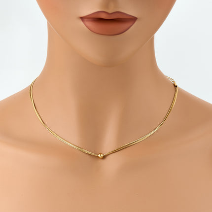 Collar Multicapa De Cadena De Serpiente Con Bolas De Acero Deslizantes De Acero Inoxidable