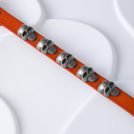 Pulseras Artesanales De Hilo Con Cabeza De Calavera Y Cuerda De PU