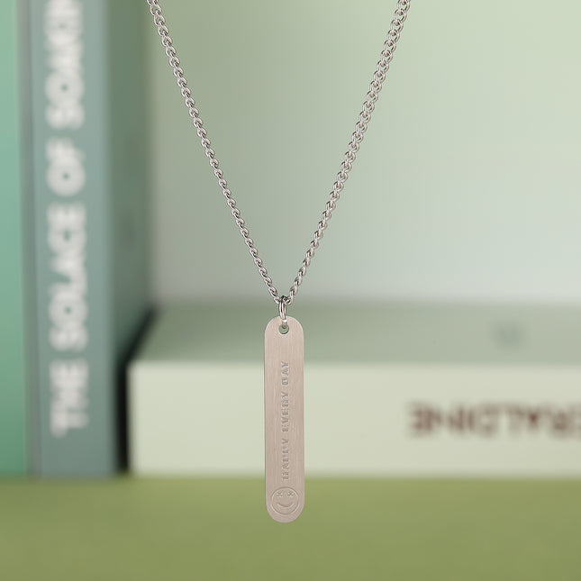 Collar Sencillo De Acero Inoxidable Con Colgante De Marca Larga Versátil De Moda