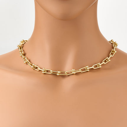 Collar De Moda Con Hebilla En Forma De Herradura En U Chapado En Oro De 14K
