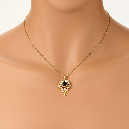 Collar Con Colgante De Flores Rodeadas De Hojas De Diamantes De Imitación Casual