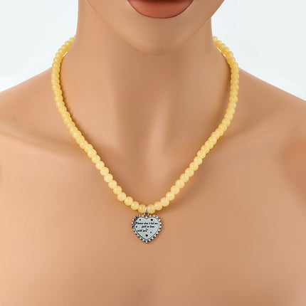 Collar De Cuentas De Vidrio Pequeño De Lujo Leve De Moda Con Colgante De Corazón