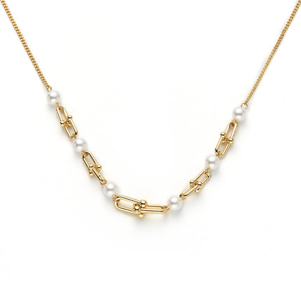 Collar De Perlas Con Hebilla De Herradura En Forma De U De Lujo Leve De Moda