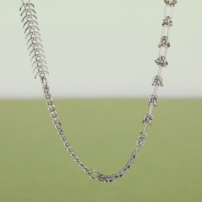 Collar De Cadena En Forma De Espina De Pescado De Moda Europea De Acero Inoxidable
