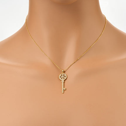Collar Con Colgante De Llave Clásica Con Circonitas Estilo Elegante