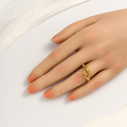 Anillo Con Diseño De Ramas Vintage Y Moda De Acero Inoxidable Chapado En Oro 14K