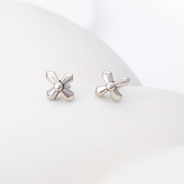 Pendientes De Flores De Cuatro Pétalos Para Hombre De Acero Inoxidable