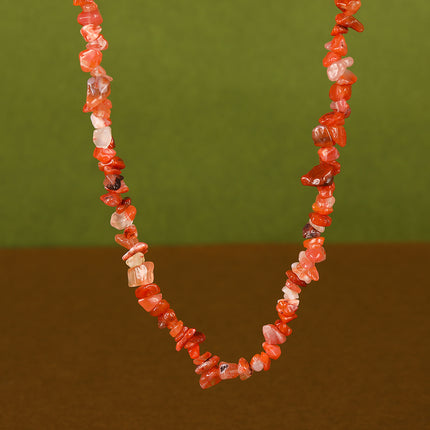 Collar De Cuentas De Grava Natural Transparente De Moda Casual Con Cadena Acero Inoxidable 316