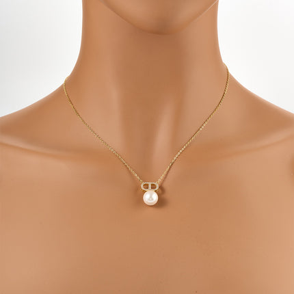 Collar Con Colgante De Forma De Nariz De Cerdo Con Zirconia Y Perla