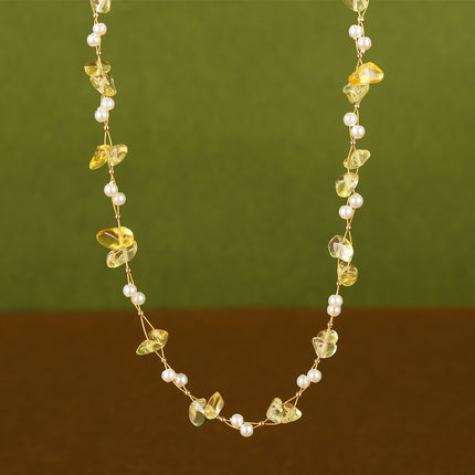 Collar De Piedras De Colores Con Cuentas De Moda Con Perlas De Cristal De Cadena De Acero Inoxidable
