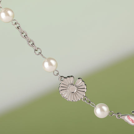 Collar De Cuentas De Perlas Con Mariposa De Acero Inoxidable De Estilo INS Simple De Moda