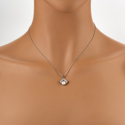 Collar De Cobre Colgante En Forma Cuadrada Y Perlas Estilo Clásico