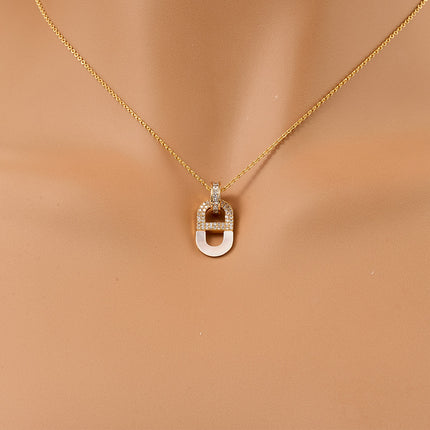 Collar En Dije Con Circon Brillante En forma de 8,Cobre Chapado En Oro 18K