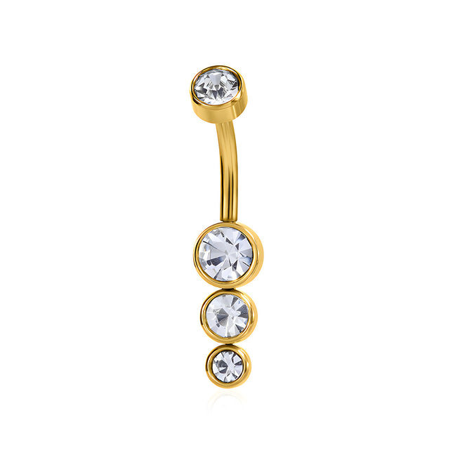 Piercing De Ombligo Con Diamante De Acero Inoxidable Chapado En Oro 14K