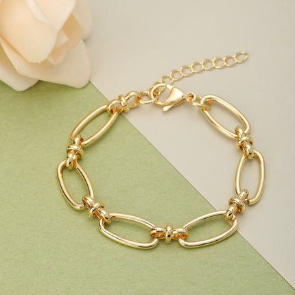 Pulsera De Cadena Ovalada Con Cierre Minimalista, Estilo Moderno