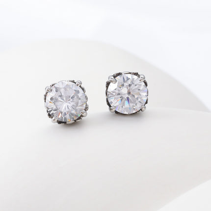 Pendientes De Diamantes Zirconia En Garra Para Hombre De Acero Inoxidable