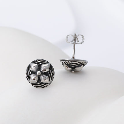 Pendientes Con Diseño Clásicos De Escudo Redondo Aretes Para Hombre De Acero Inoxidable