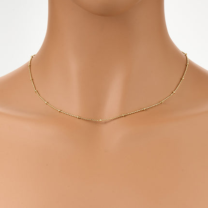 Collar De Moda Oro De 14K Cadena Elegante Con Pequeñas Esferas Doradas