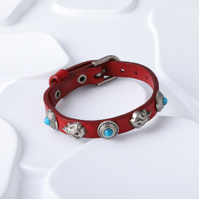 Pulseras De Hilo Vintage Con Elementos De Llama Y Disco En Acero 316