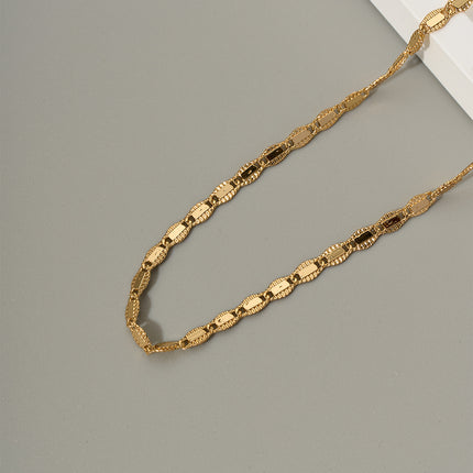 Collar Versátil De Cobre De Cadena Sencilla De Ojos Con Bordes De Doble Cara Casual