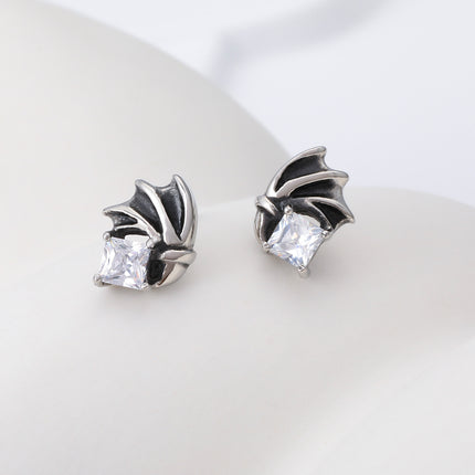 Pendientes De Alas Con Diamantes Zirconia Aretes Para Hombre De Acero Inoxidable