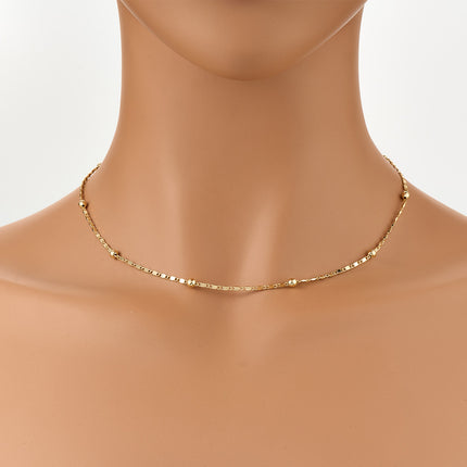 Collar Con Esferas De Cobre Chapado En Oro De 14K, Cadena Sofisticado