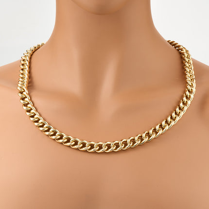 Collar De Cadena Cubana Hip Hop Baño Para Hombre De Cobre Chapado En Oro 14K