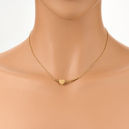 Collar Con Colgante De Corazón Liso Y Cadena De Tubo Estilo Versátil