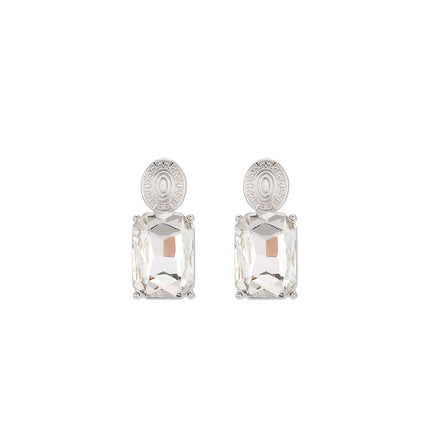 Conjunto De Collar Y Aretes Con Cristales Cuadrados De Aleación Para Novias Y Ceremonias