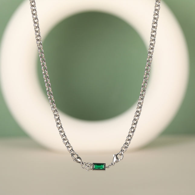 Collar Simple De Acero Inoxidable De Estilo INS Con Ladrillo Verde De Moda Casual
