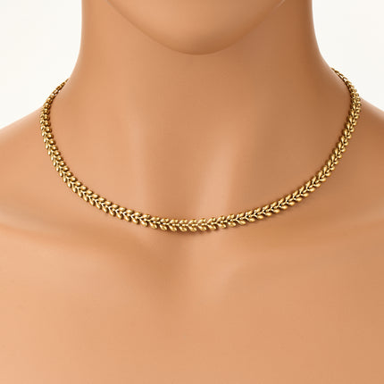 Collar De Acero Inoxidable De Cadena De Clavícula De Espiga Ee Trigo En Forma De Corazón