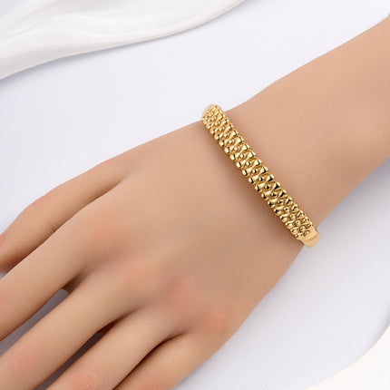 Pulsera Brazalete De Acero Inoxidable Dorado Con Diseño De Puntos Y Gotas