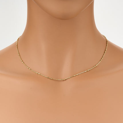 Collar Oro De 14K Cadena Con Cierre De Anillo Adornado Con Cilindros