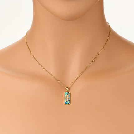 Collar Con Colgante De Goteo De Aceite De Acero Inoxidable Colorido De Concha De Moda