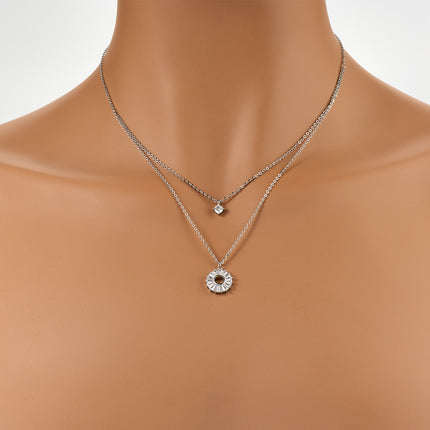 Collar Doble Colgante Elegante Con Diseño De Círculo Hueco Y Circonita