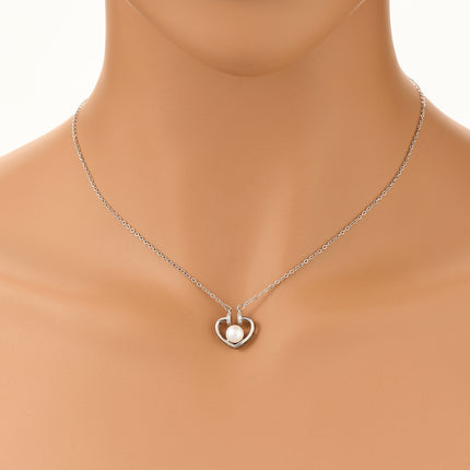 Collar De Corazón Cobre Baño de Oro 14K Con Perla En El Centro