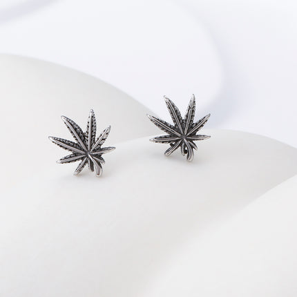Pendientes De Algas Vintage Diseño Aretes Para Hombre De Acero Inoxidable Chapado En Plata